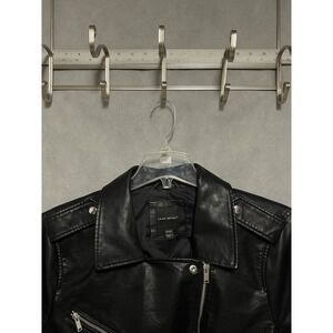 Lane Bryant Jacket‎ Women 22 24 Black Faux Leather Moto Biker Cropped Goth Cyber